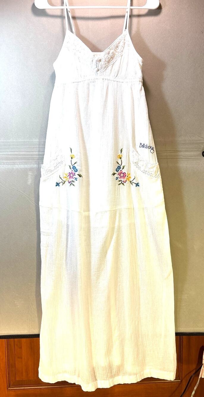Billabong Embroidered Cotton Gauze Boho Maxi Dress Size 8